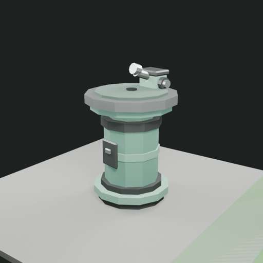 Low-poly park drinking fountain rendered as proof of an editable 3D asset